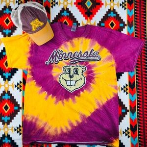 Minnesota Golden Gophers Tie-Dye T-Shirt Purple & Gold Gildan Ultra Cotton Size